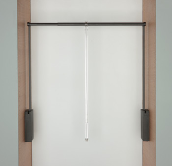 Wardrobe lift, With integrated soft closing mechanism, for internal cabinet width 750–1,100 mm