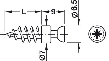 Connecting bolt, Häfele Rafix M20, for drill hole ⌀ 5 mm