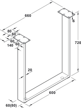 Table, bench and furniture leg frame, For screwing on