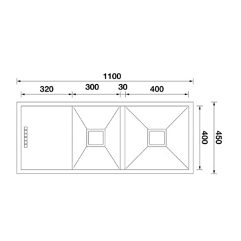 Squareline sink, 1 and 1/2 bowl