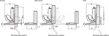 Concealed Hinge, Without Cup, for Thin Doors, Tiomos M0